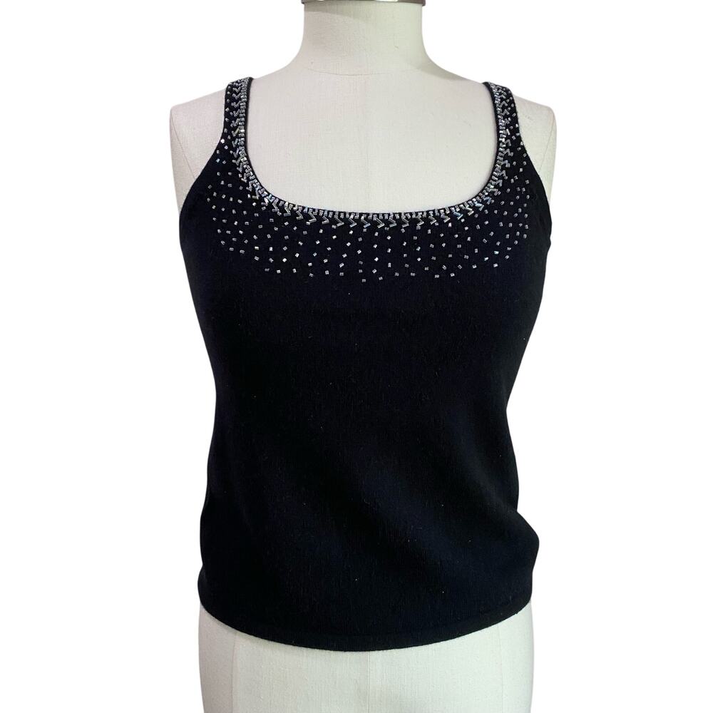 Evelyn Cashmere Whimsigoth Black Embellished Knit Sweater Top Size Small